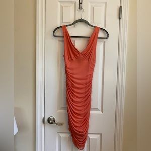 Bebe Coral runched cocktail dress